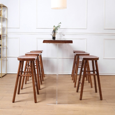 Modernes Bartisch-Set aus Massivholz, 1/4/7/9-teilig, Thekentisch mit r&uuml;ckenfreien Hockern