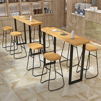 Modernes 1/7-teiliges Bartisch-Set, rechteckiger Tresentisch aus Kiefernholz mit hohen Hockern