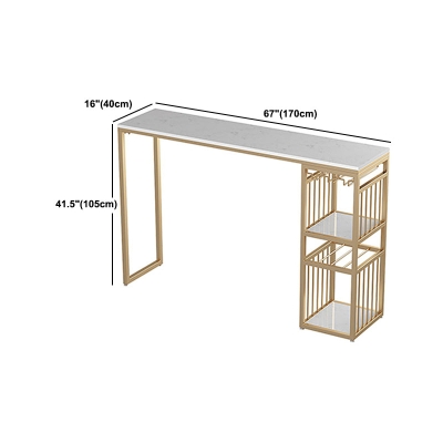 Luxuri&ouml;ses rechteckiges Marmor-Bartisch-Set, 1/3-teilig, Tresentisch mit Metallhockern