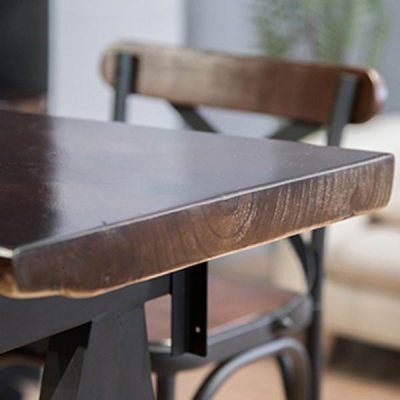 Rechteckiger Bartisch mit Kiefernholzplatte, moderner Bartisch mit Bockgestell in Schwarz