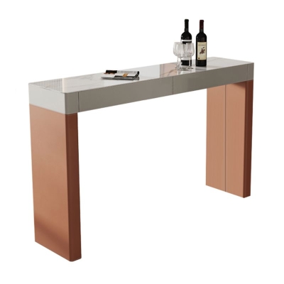 Tavolo da pranzo da bar moderno rettangolare Tavolo da bar con piedistallo in pelle e legno