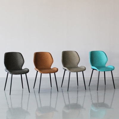 Sedie laterali in ecopelle dal design minimalista Sedia da pranzo senza braccioli con schienale solido