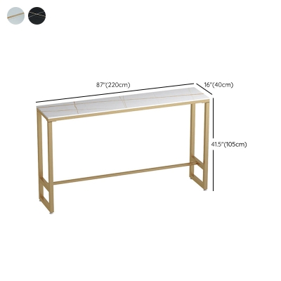 Rechteckiger Bartisch aus gesintertem Stein mit Gold- und Metallgestell f&uuml;r die K&uuml;che und das Wohnzimmer