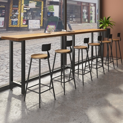 Modernes 1/7-teiliges Bartisch-Set, rechteckiger Tresentisch aus Kiefernholz mit Hockern f&uuml;r den Laden