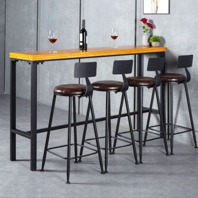 Moderner Thekenhocker ohne Armlehnen, Barhocker aus Eisen mit Kissen und Pedal f&uuml;r den Innenbereich