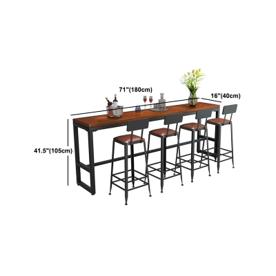 Bar-Esstisch im industriellen Stil, brauner Bar-Weintisch aus massivem Holz mit Metallbasis