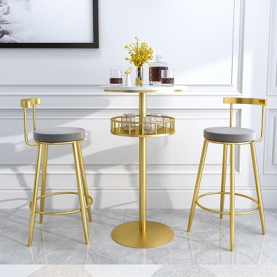 Marmor-Bartisch-Set, 1/2/3-teilig, Glamour-Matt-Finish, Barhocker und Tisch-Set