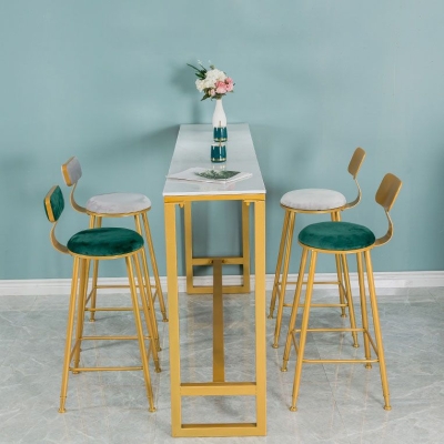 Caf&eacute;-Esstisch mit Fu&szlig;st&uuml;tze, Thekenh&ouml;he, rechteckiger, glamour&ouml;ser Marmor-Barhocker-Tisch