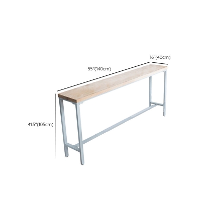 Moderner Bartisch mit Metallgestell, Terrassen-Bartisch aus wei&szlig;em Eisen und Massivholz