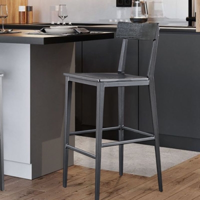 Zeitgen&ouml;ssische Barhocker aus Metall mit Thekenh&ouml;he und Fu&szlig;st&uuml;tze in Silber