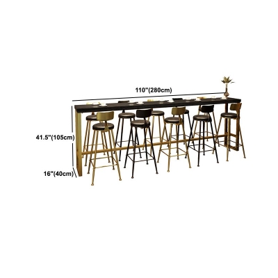 Rechteckiger Bartisch im Glam-Stil, Bar-Esstisch aus schwarzem Massivholz