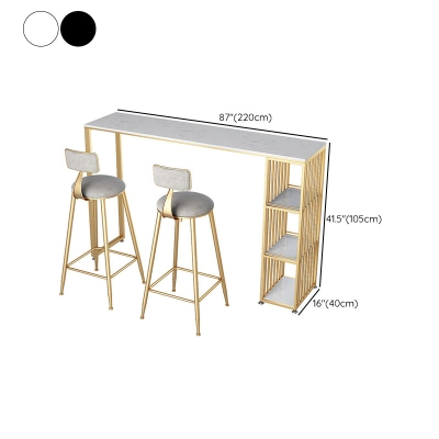 Glamour-Bartisch mit Kunstmarmorplatte, Bistro-Pub-Tisch mit 3 Ablagen
