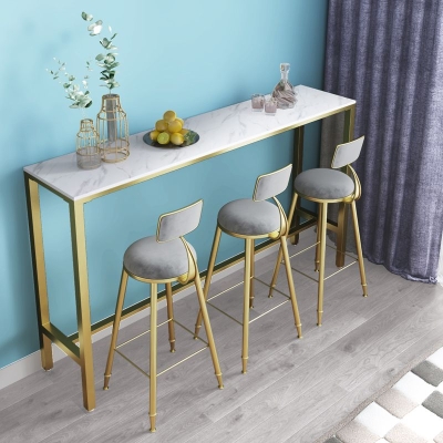 1/2/4-teiliges Glam-Bartisch-Set, rechteckiges Bistro-Set mit wei&szlig;er Steinplatte