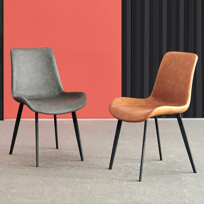 Beistellstuhl im Industriestil, Beistellstuhl aus Kunstleder mit Metallgestell