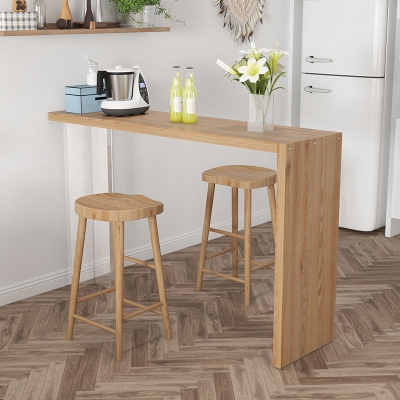 1/4-teiliges modernes rechteckiges Kneipentisch-Set aus Holz mit r&uuml;ckenfreien Hockern