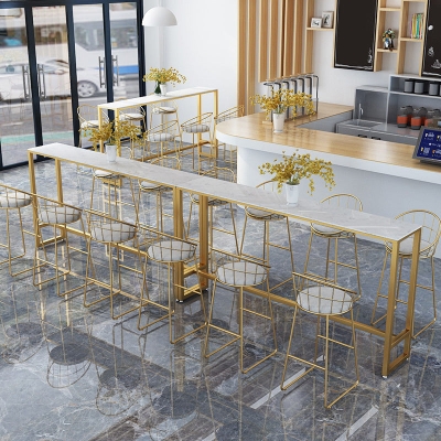Wei&szlig;er Kunstmarmortisch, moderner Bistrotisch mit Bockgestell