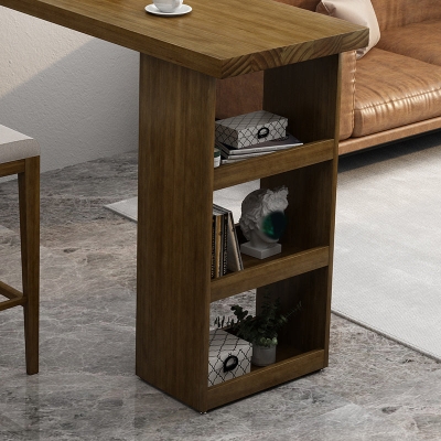 Modernes rechteckiges Set, 1/2/3-teilig, Massivholz-Bartisch und Hocker