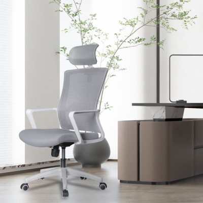 Ergonomischer Schreibtischstuhl aus Netzstoff, moderner Stuhl mit festen Armlehnen f&uuml;r das Heimb&uuml;ro