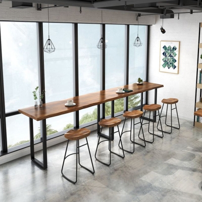 Modernes Bartisch-Set, 1/2/5-teilig, rechteckiger Tresentisch aus Kiefernholz mit hohen Hockern
