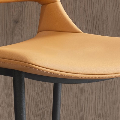 Leder-Barhocker, moderner Thekenhocker mit R&uuml;ckenlehne und Metallbeinen