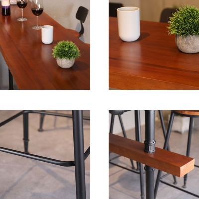 Industrielles Stehtisch-Set, 1/9-teilig, Thekenset mit schwarzem Sockel