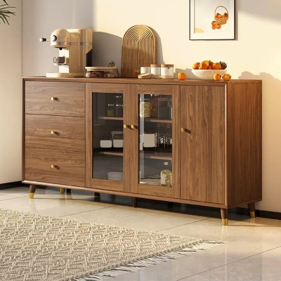 Moderner Porzellanschrank aus Kunstholz mit Glast&uuml;ren und Esszimmerschrank mit Schubladen