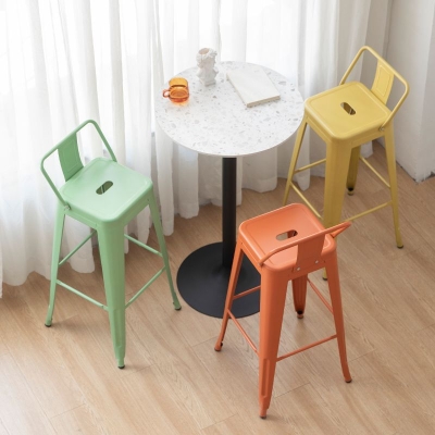 Nordic Barhocker ohne R&uuml;ckenlehne, Barhocker aus Eisen mit Sitz und Pedal