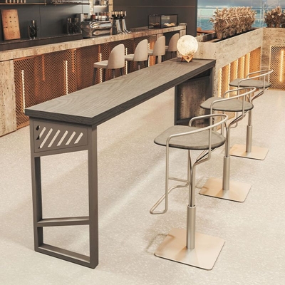 Rechteckiger Bistrotisch mit massiver Holzplatte, industrieller Pub-Tisch mit Metallsockel