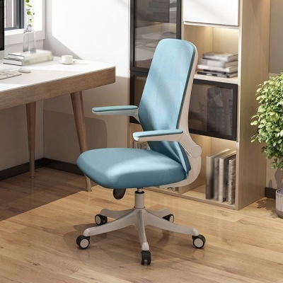 Moderner und zeitgen&ouml;ssischer B&uuml;rostuhl mit hochklappbarer Armlehne und hoher R&uuml;ckenlehne, ergonomischer Arbeitsstuhl