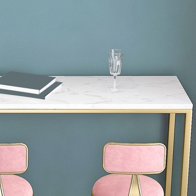 Tavolo da bar rettangolare bianco da altezza Tavolo da bar da bistrot in stile glam con base dorata