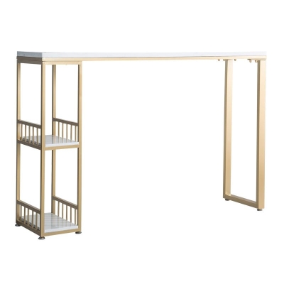 Glamour-Bartisch mit Massivholzplatte, Bistro-Pub-Tisch mit 2 Ablagen
