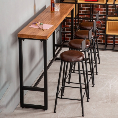 1/4/5/7-teiliges industrielles Bartisch-Set aus Eisen, rechteckiges Bistro-Set aus Kiefernholz mit Fu&szlig;st&uuml;tze