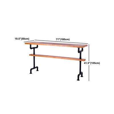 Industrielles rechteckiges Massivholz-Bartisch-Set, 1/7-teilig, Thekentisch mit hohen Hockern