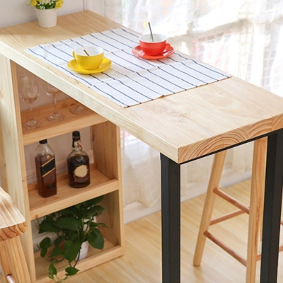 Luxuri&ouml;ses rechteckiges Massivholz-Bartisch-Set, 1/2/3-teilig, Thekentisch mit r&uuml;ckenfreien Hockern