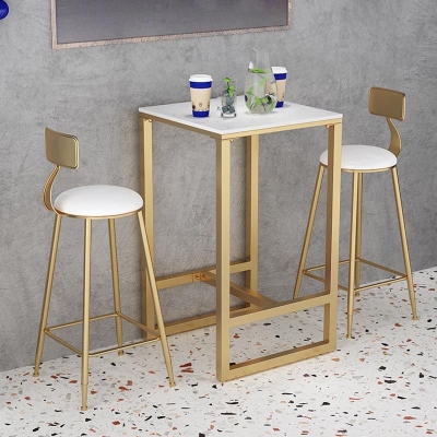 Glam 1/2/3/5-teiliges Thekenset Coffee Shop Trestle Steintisch und Hocker-Set