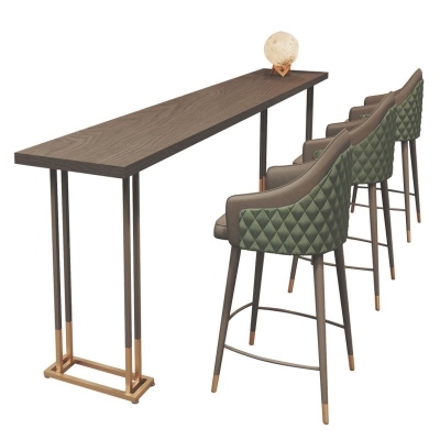 Bartisch im Glam-Stil, rechteckiger Bar-Esstisch aus massivem Holz f&uuml;r den Innenbereich