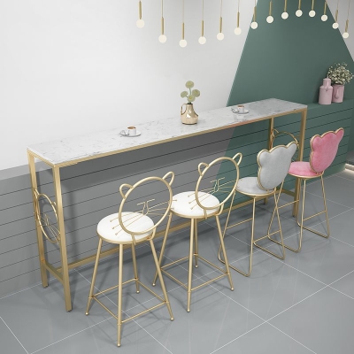 Bartisch aus Metall f&uuml;r den Innenbereich, Bistrotisch im glamour&ouml;sen Stil mit Bockgestell