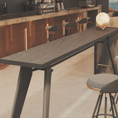 Glamour&ouml;ser rechteckiger Bartisch, Bar-Weintisch aus massivem Holz mit doppeltem Sockel