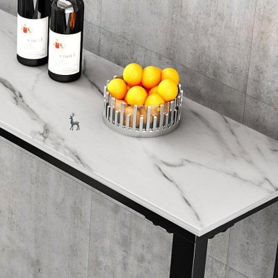 Rechteckiger Bartisch mit gesinterter Steinplatte, industrieller Bistrotisch mit doppeltem Sockel
