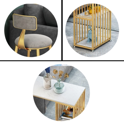1/2/3-teiliges Bartisch-Set aus Glam-Eisen, rechteckiges Bistro-Set mit wei&szlig;er Kunstmarmorplatte und Regal