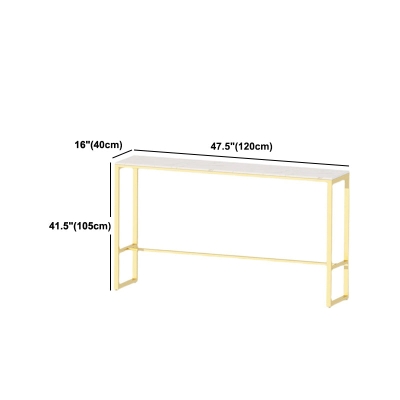 1/7-teiliges Bartisch-Set aus Glam-Eisen, rechteckiges Bistro-Set mit wei&szlig;er Steinplatte