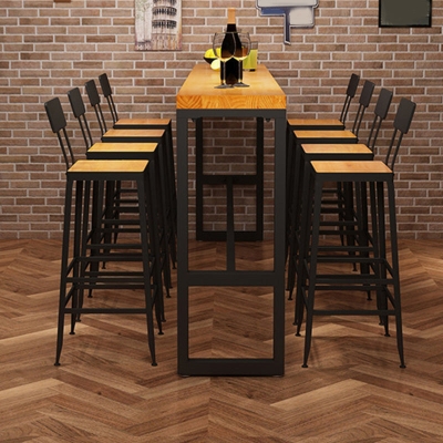 Rechteckiger Bartisch aus massivem Holz, 41,3 Zoll hoch, Bartisch mit schwarzem Sockel