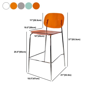 Sgabello da bancone moderno con base argento Sgabello da bancone rettangolare in acrilico con poggiapiedi