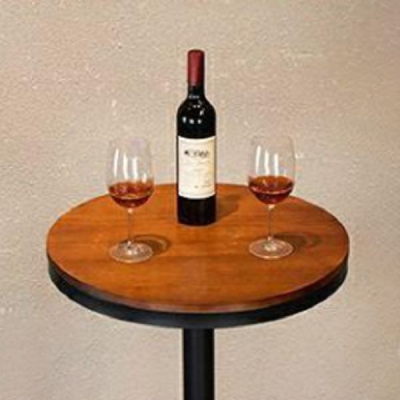 Runder Pub-Tisch aus Holz im industriellen Stil, brauner Bistro-Bartisch mit Metallsockel