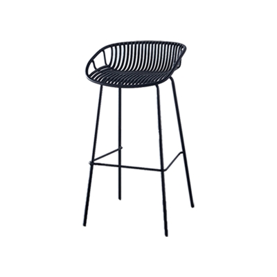 Industrieller, armloser Thekenhocker mit R&uuml;ckenlehne, Caf&eacute;-Barhocker aus Metall mit 4 Beinen