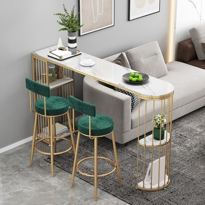 Moderner Bartisch aus gesintertem Stein, Esstisch mit Metallsockel f&uuml;r die K&uuml;che und das Wohnzimmer