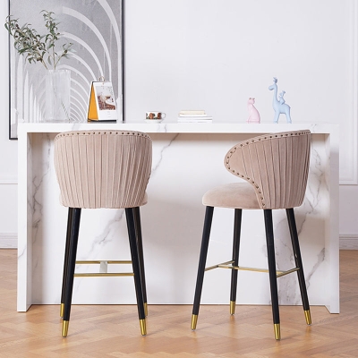 Glam Backrest Barhocker, gepolsterter Thekenhocker f&uuml;r Bristol mit Holzbeinen