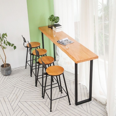 Rechteckiger Bartisch aus Massivholz mit Kufengestell, Esstisch f&uuml;r K&uuml;che und Wohnzimmer