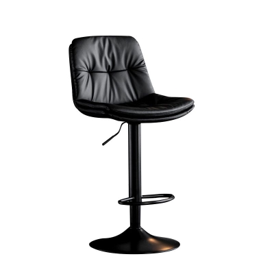 Moderner Metall-Barhocker, Kunstleder-Fu&szlig;st&uuml;tzenhocker, h&ouml;henverstellbar, in mattem Finish