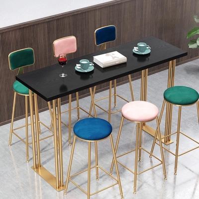 Rechteckiger Bartisch im Glam-Stil, Massivholz-Bar-Esstisch f&uuml;r den Innenbereich